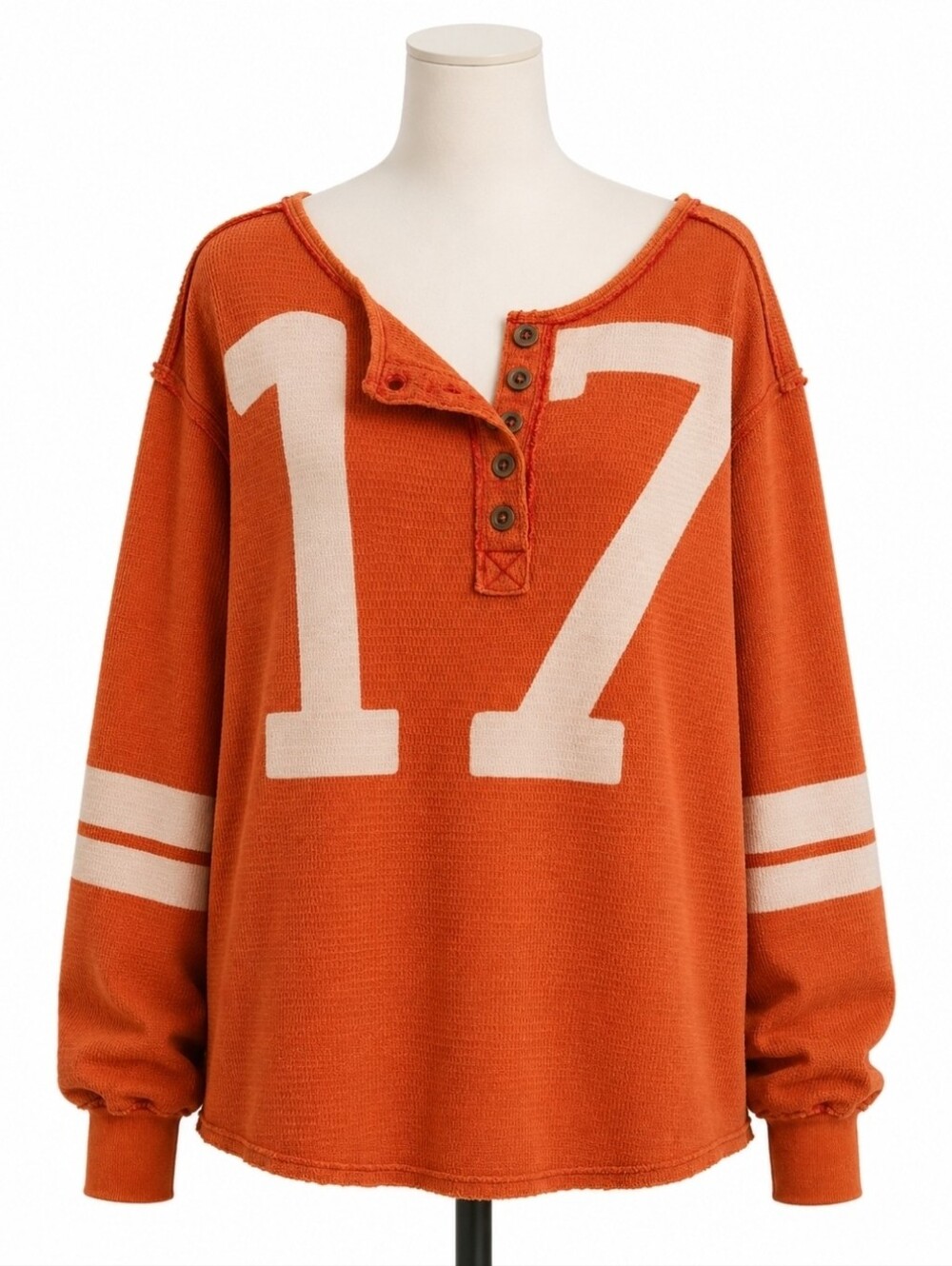 Free People Charlie Long Sleeve Graphic Tee  Orange Loose  Medium NWT *Soldout* - Picture 5 of 6